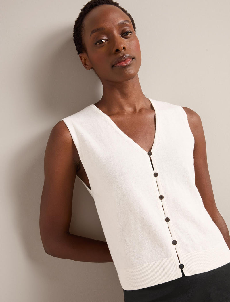 Vinnie Cotton Blend Vest - Ivory