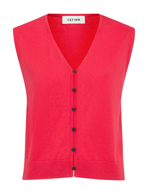 Vinnie Cotton Blend Vest - Vermillion Red