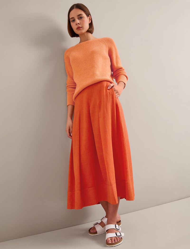 Sophia Techni Voile Pleated Maxi Skirt - Burnt Orange