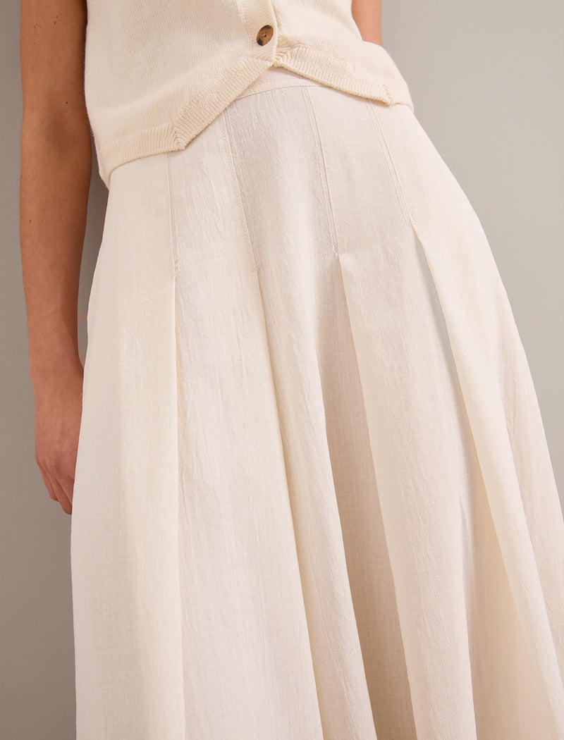 Sophia Techni Voile Pleated Maxi Skirt - Cream