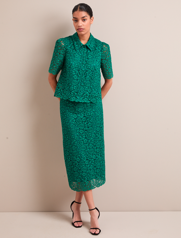 Jacquie Lace Maxi Skirt - Emerald Green