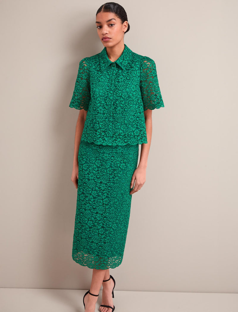 Jacquie Lace Blouse - Emerald Green