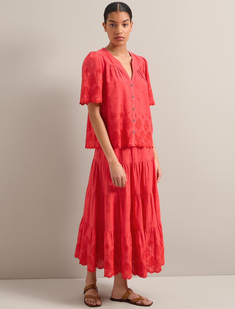 Kira Organic Cotton Skirt - Coral
