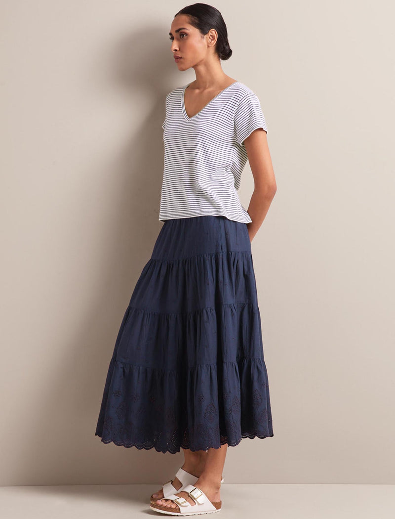 Kira Organic Cotton Skirt - Navy