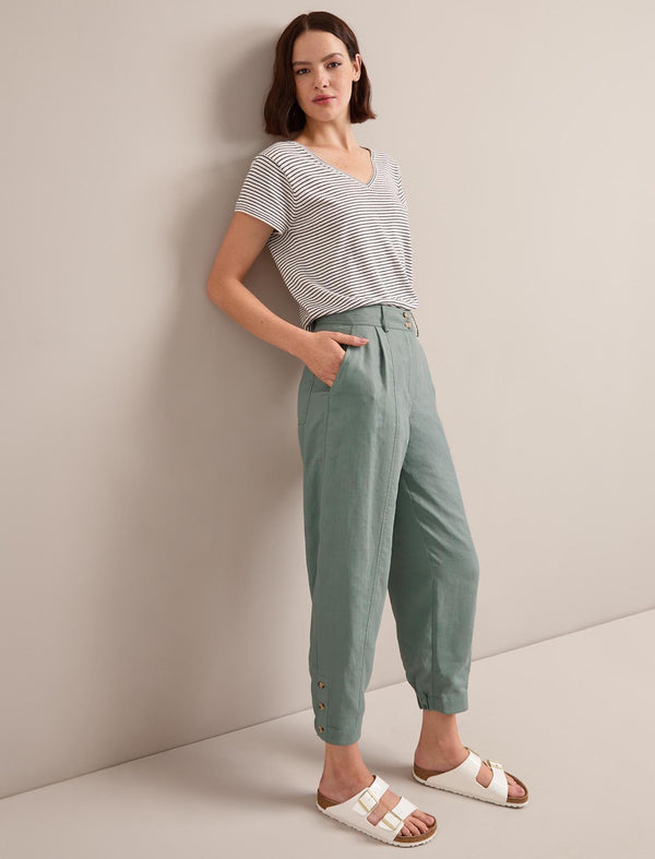 Tyson Techni Linen Tapered Trouser - Sage Green