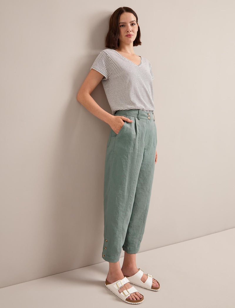 Tyson Techni Linen Tapered Trouser - Sage Green