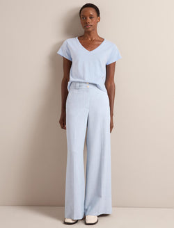 Tyler Linen Blend Trouser - Pale Blue