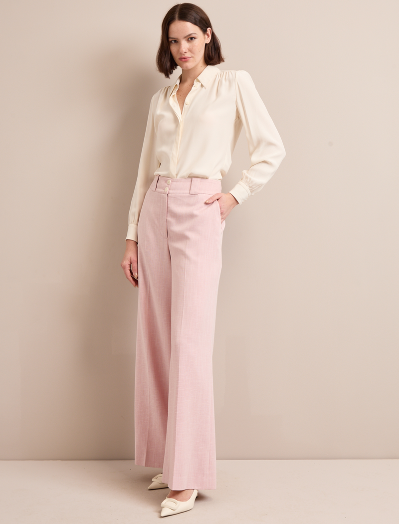 Tyler Linen Blend Trouser - Pale Pink