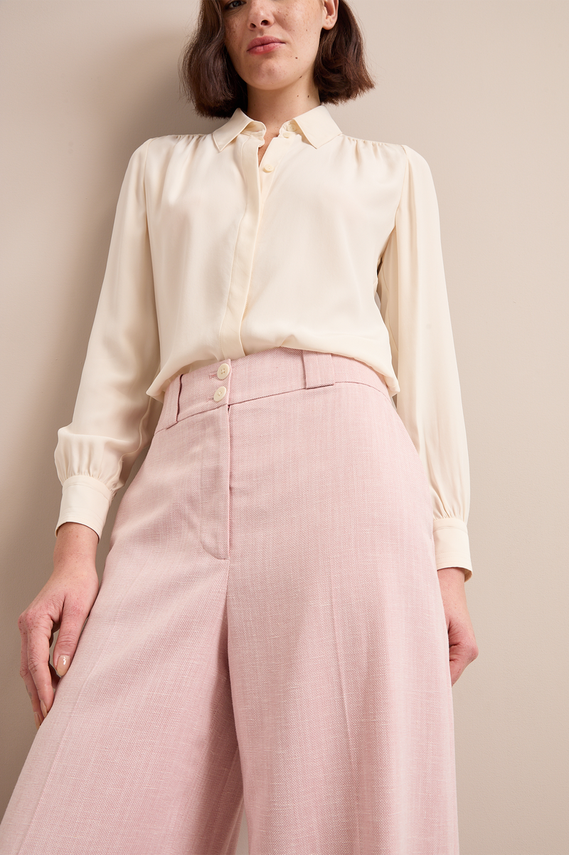 Tyler Linen Blend Trouser - Pale Pink