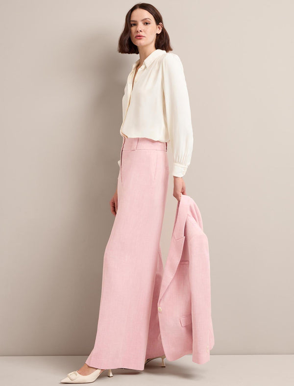 Tyler Linen Blend Trouser - Pale Pink