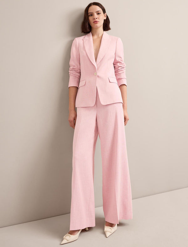 Tyler Linen Blend Trouser - Pale Pink