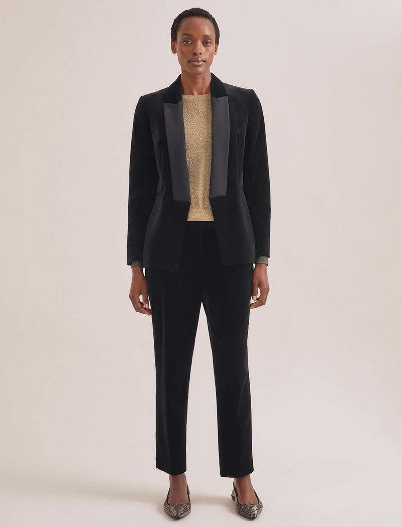Tatum Velvet Tapered Trouser - Black