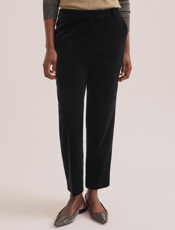 Tatum Velvet Tapered Trouser - Black