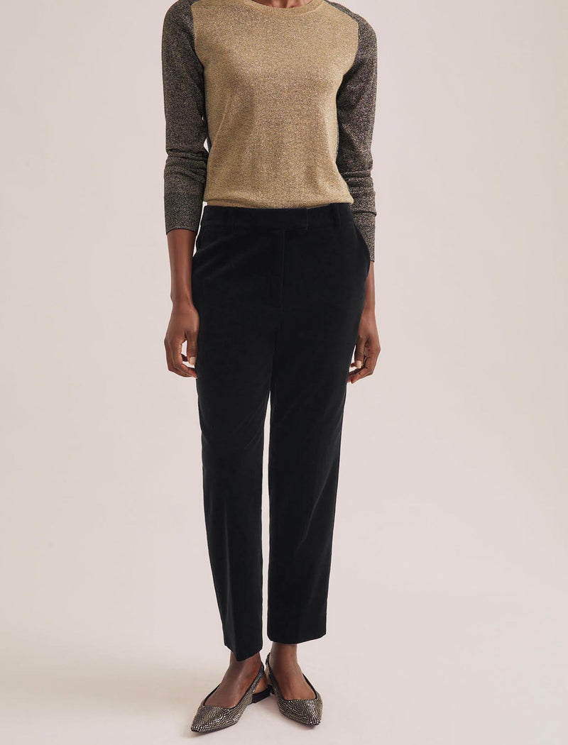 Tatum Velvet Tapered Trouser - Black