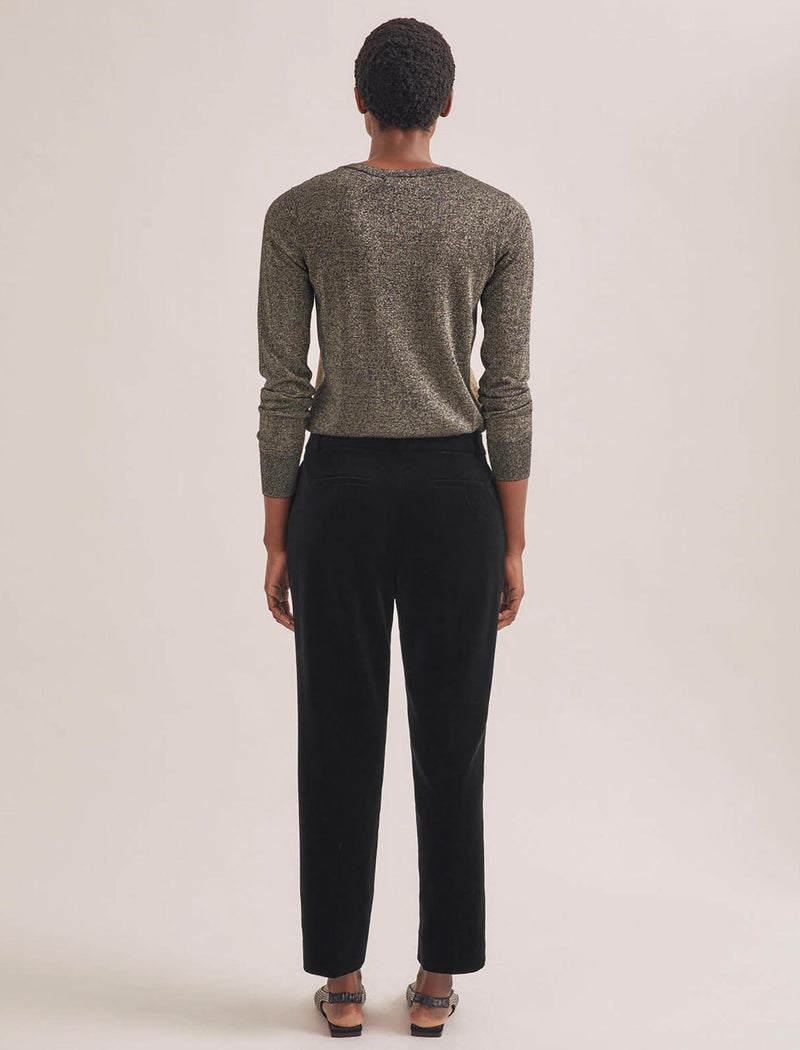 Tatum Velvet Tapered Trouser - Black