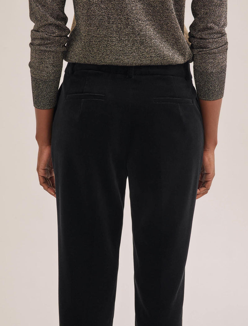 Tatum Velvet Tapered Trouser - Black