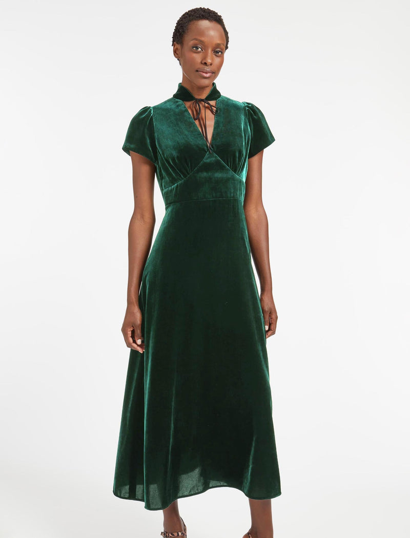 Jacquetta Velvet Maxi Dress - Green