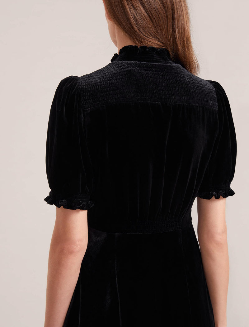 Irina Bias Cut Velvet Maxi Dress - Black