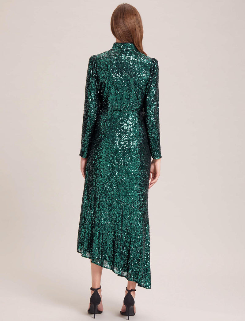 Jacquetta Sequin Maxi Dress - Dark Green