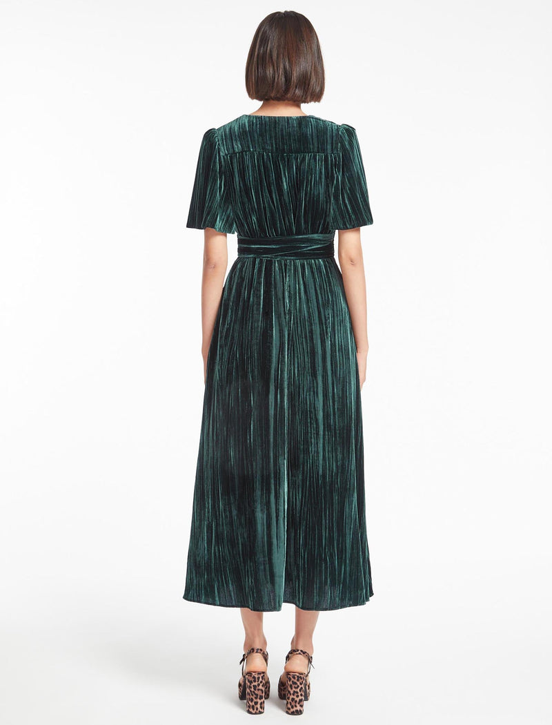 Gina Velvet Maxi Dress - Dark Green
