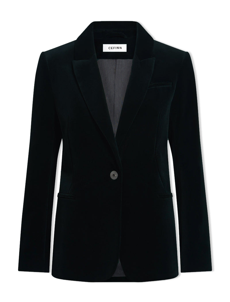 Jamie Velvet Blazer - Black