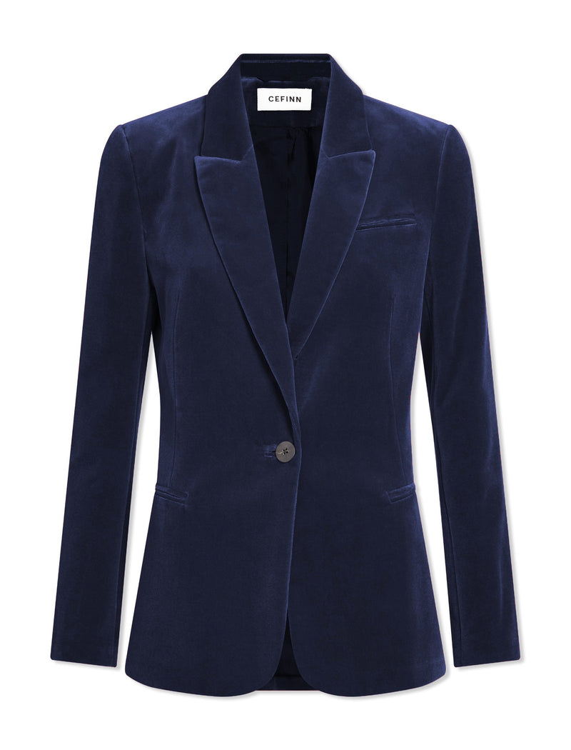 Jamie Velvet Blazer - Navy