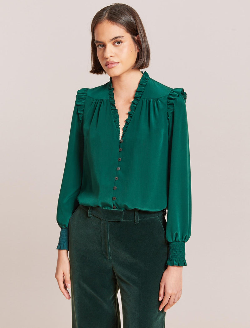 Stella Silk Shirt - Dark Green