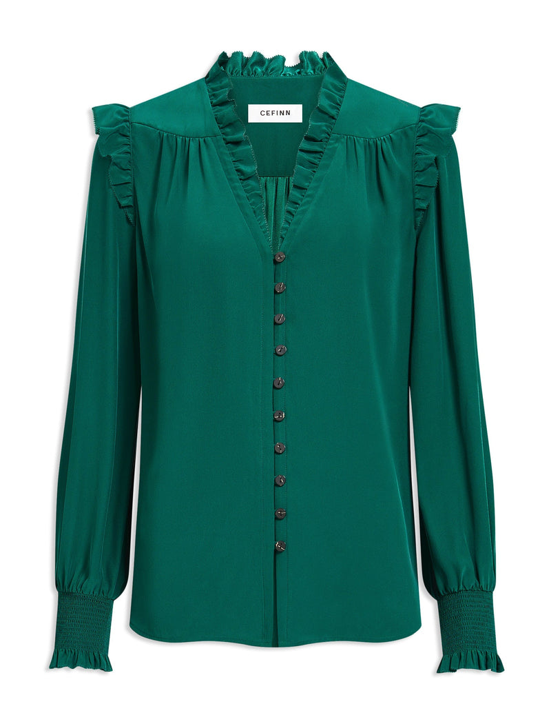 Stella Silk Shirt - Dark Green