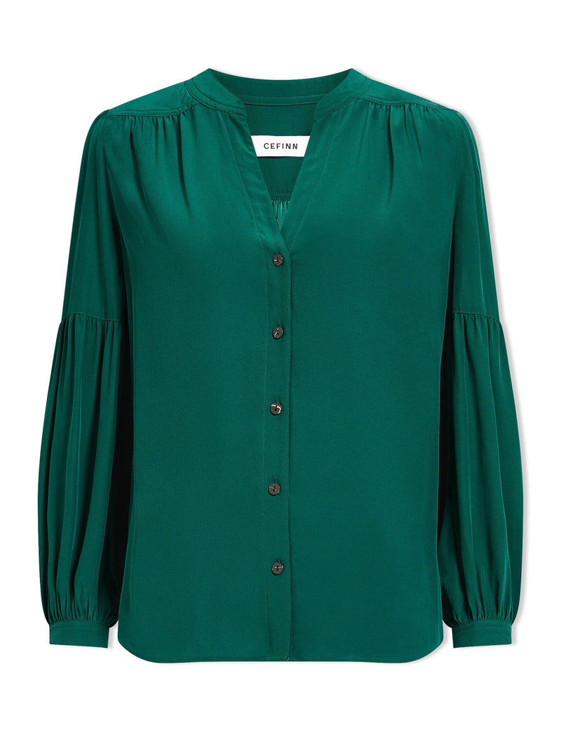 Ella Silk Shirt - Dark Green