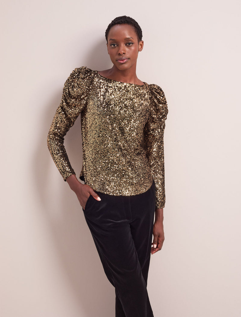 Cecile Sequin Blouse - Gold