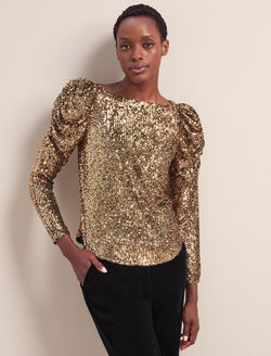 Cecile Sequin Blouse - Gold