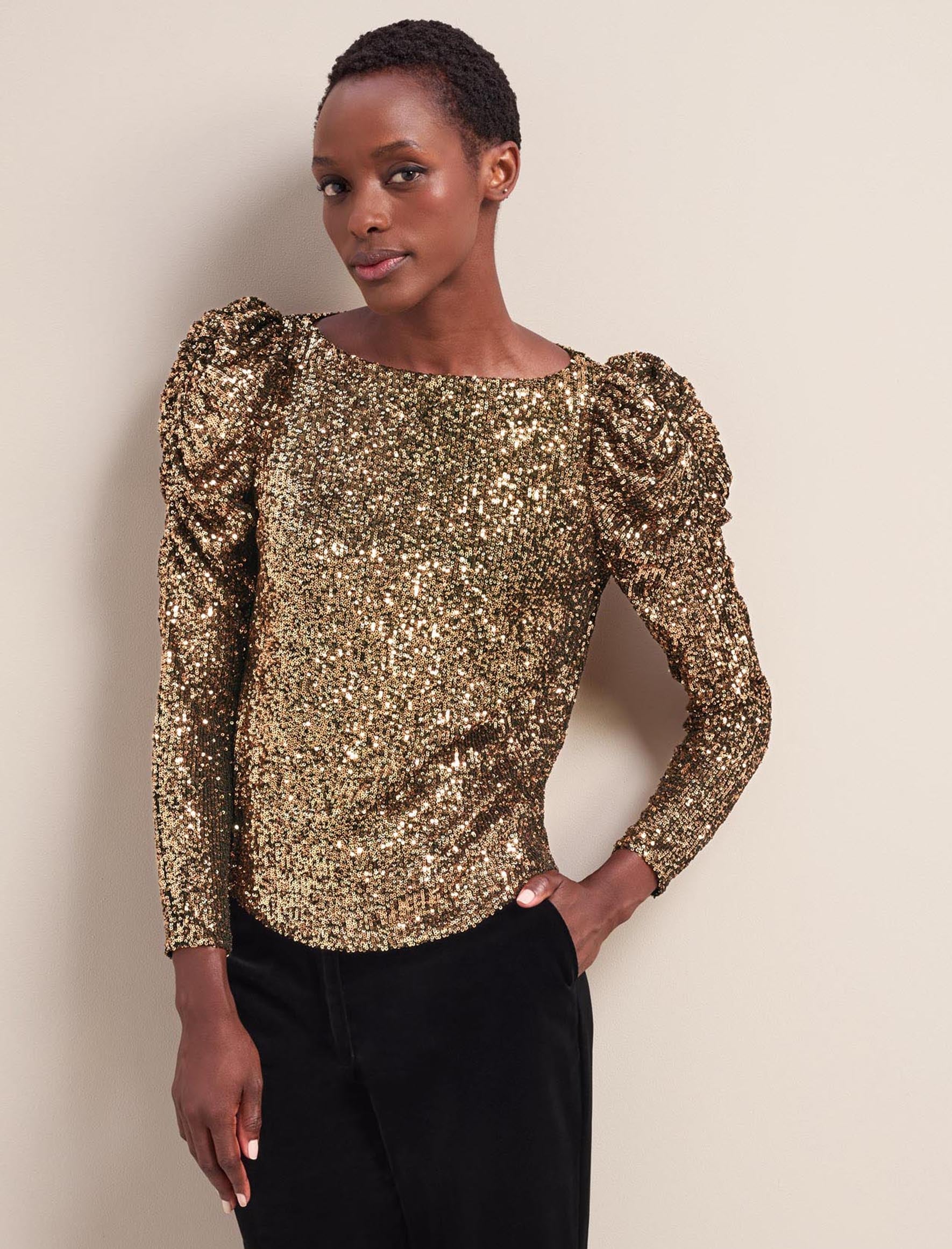 Cecile Sequin Blouse Gold