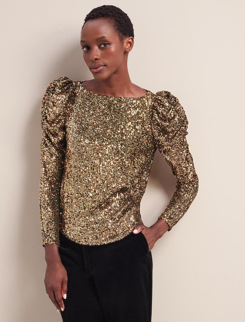 Cecile Sequin Blouse - Gold