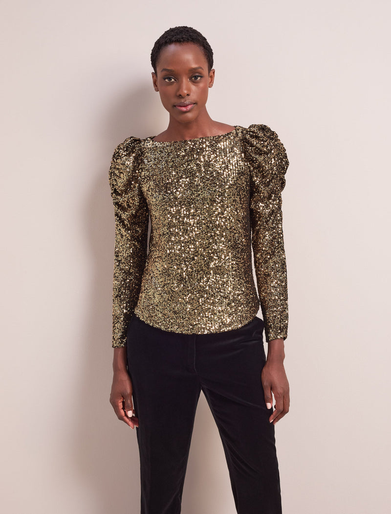 Cecile Sequin Blouse - Gold