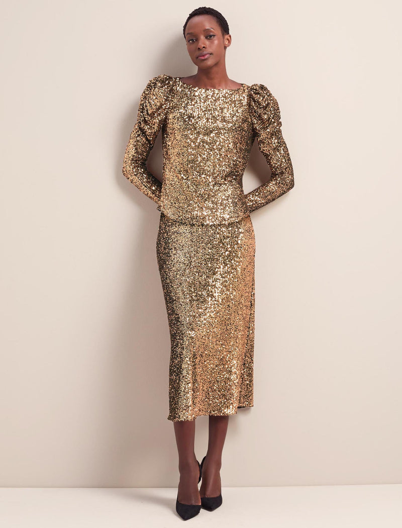 Cecile Sequin Blouse - Gold