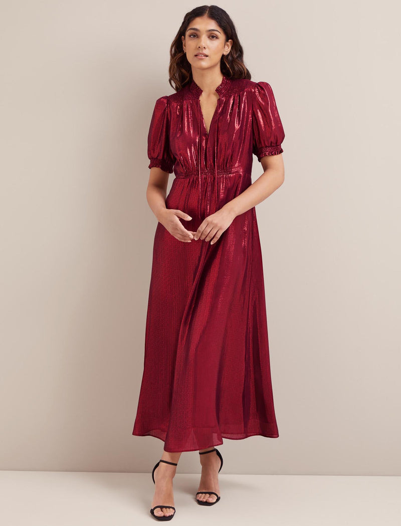 Irina Silk Blend Bias Cut Maxi Dress - Burgundy