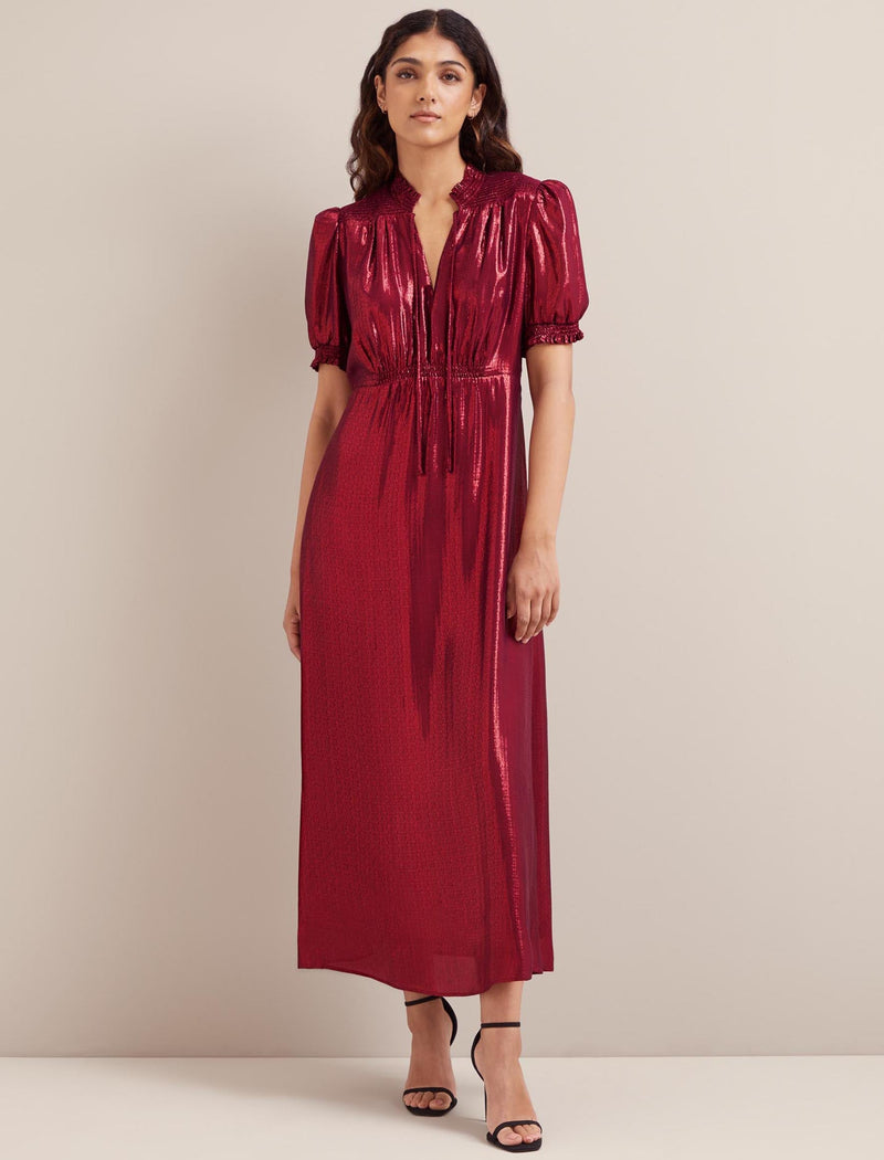 Irina Silk Blend Bias Cut Maxi Dress - Burgundy