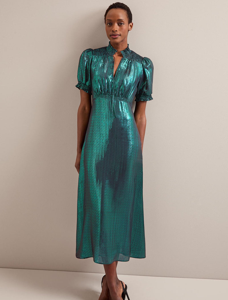 Irina Silk Blend Bias Cut Maxi Dress - Dark Green