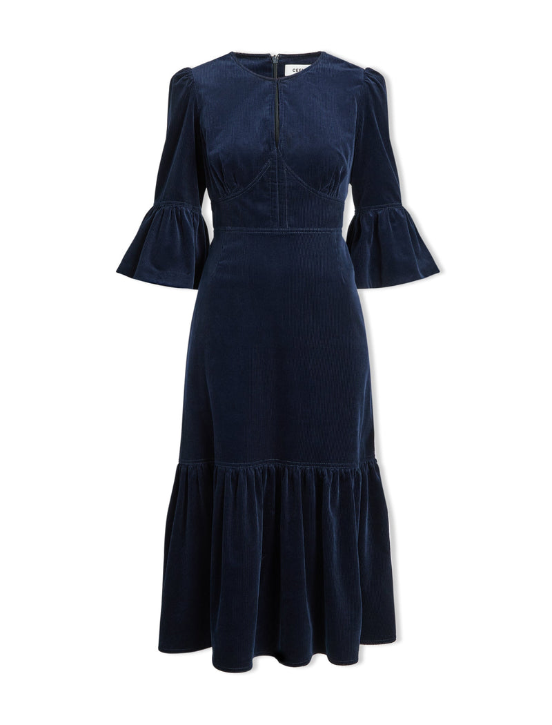 Daphne Corduroy Maxi Dress - Navy