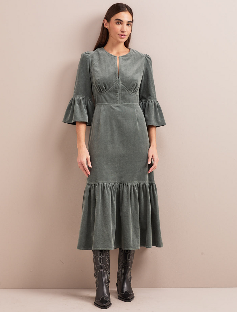 Daphne Corduroy Maxi Dress - Sage Green