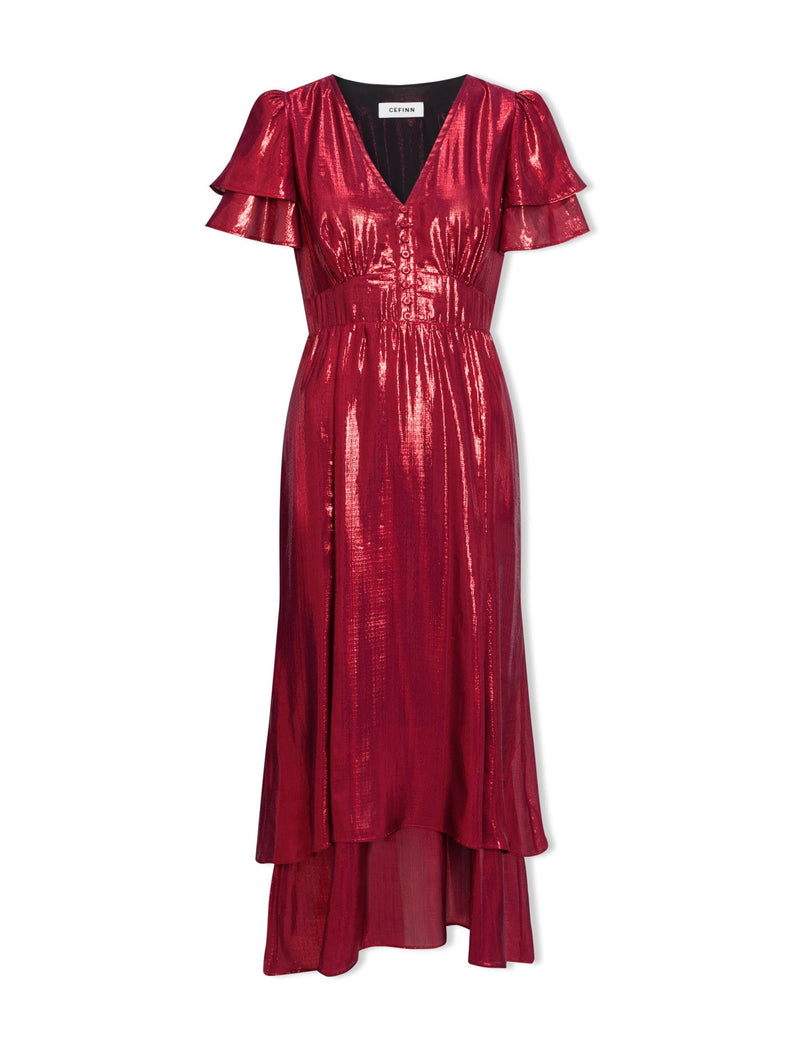 Lotta Silk Blend Maxi Dress - Burgundy