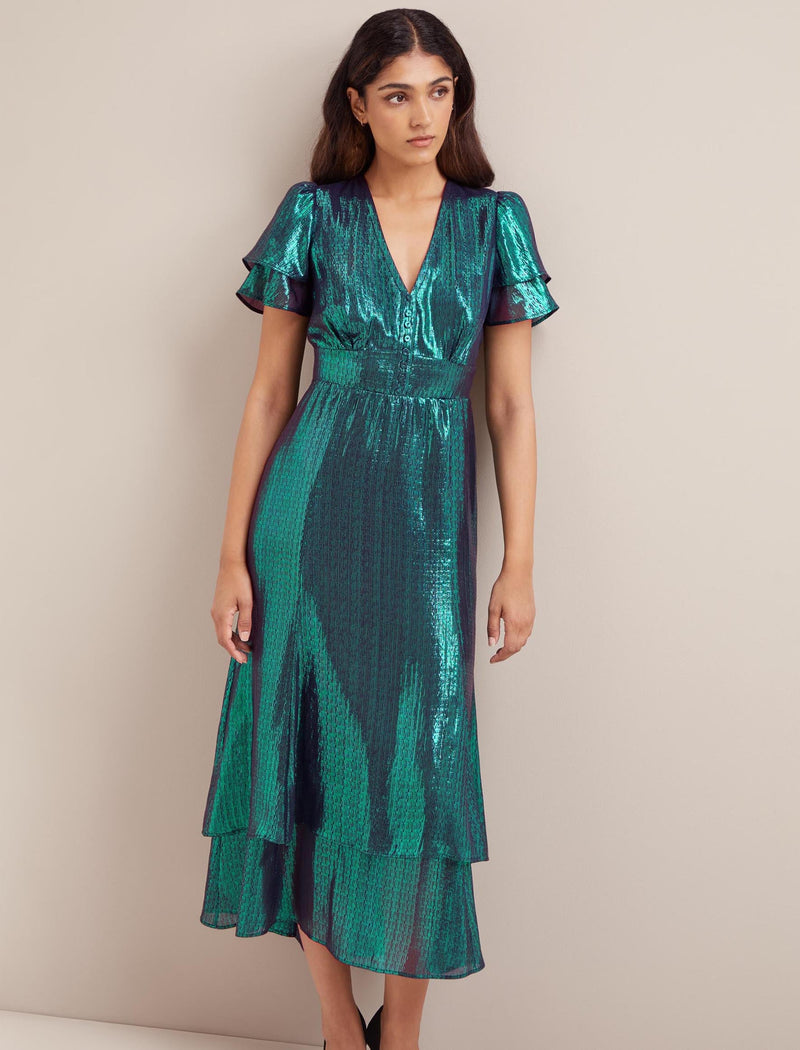 Lotta Silk Blend Maxi Dress - Dark Green