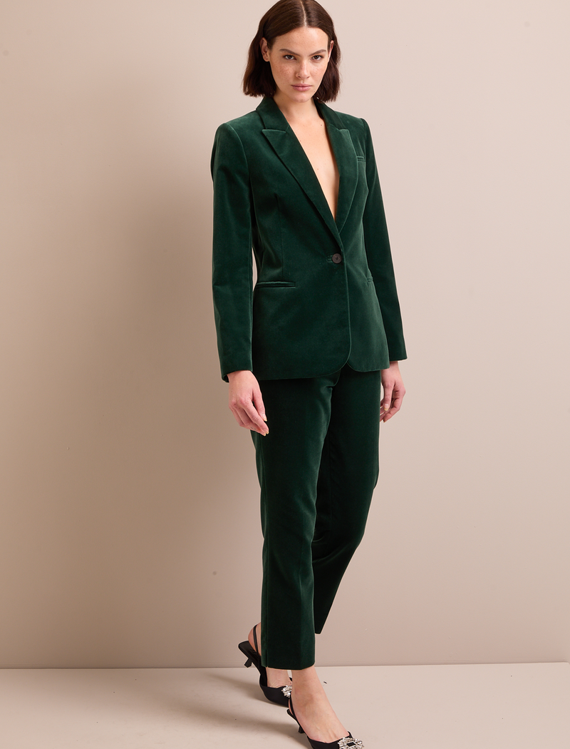 Jamie Velvet Blazer - Forest Green