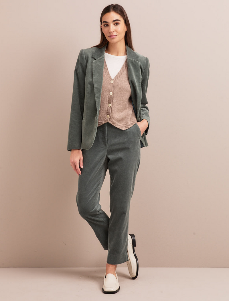 Tatum Corduroy Tapered Trouser - Sage Green