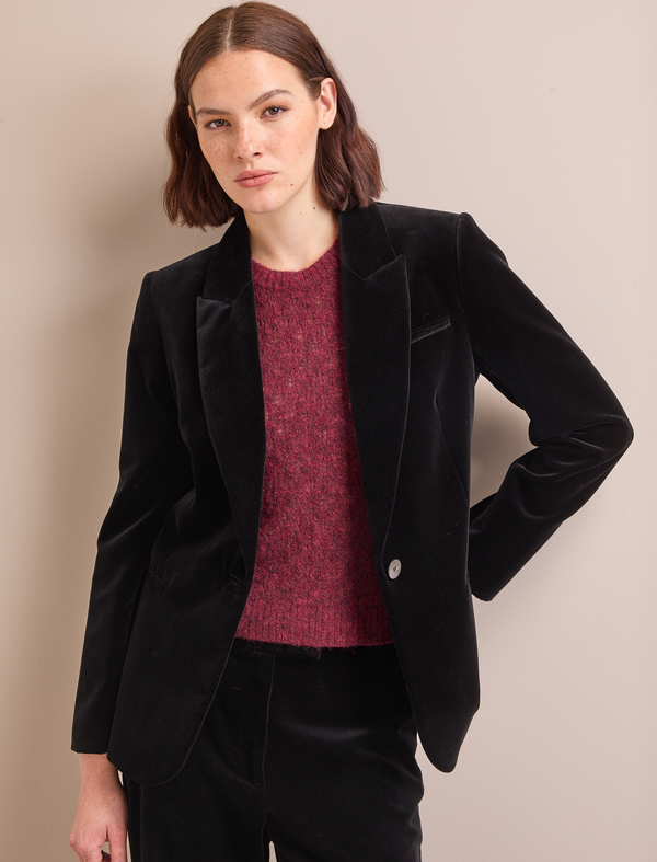 Jamie Velvet Blazer - Black