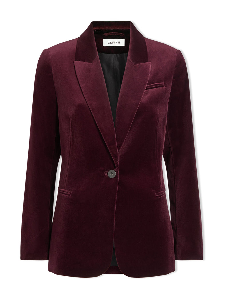 Jamie Velvet Blazer - Burgundy