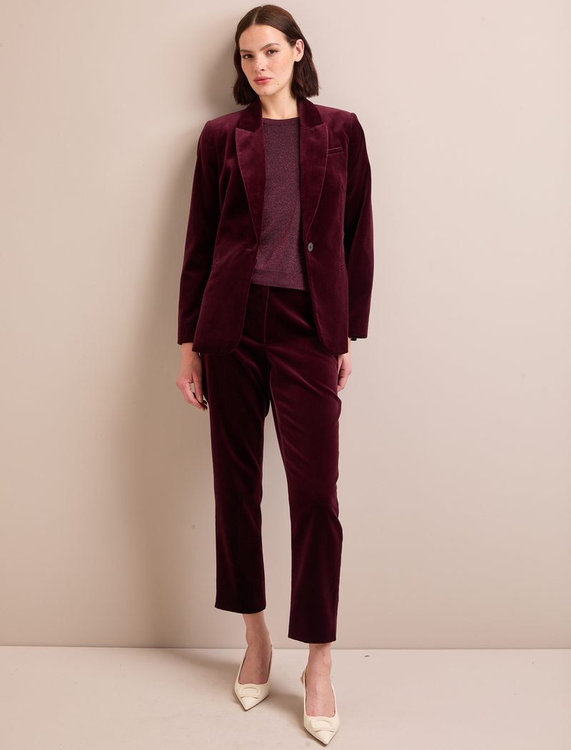 Jamie Velvet Blazer - Burgundy