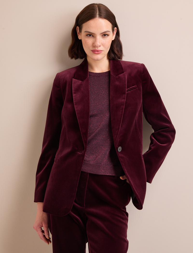 Jamie Velvet Blazer - Burgundy