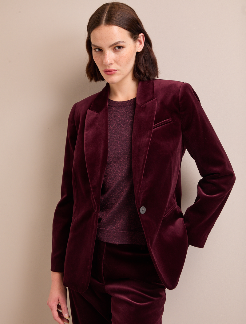 Jamie Velvet Blazer Burgundy