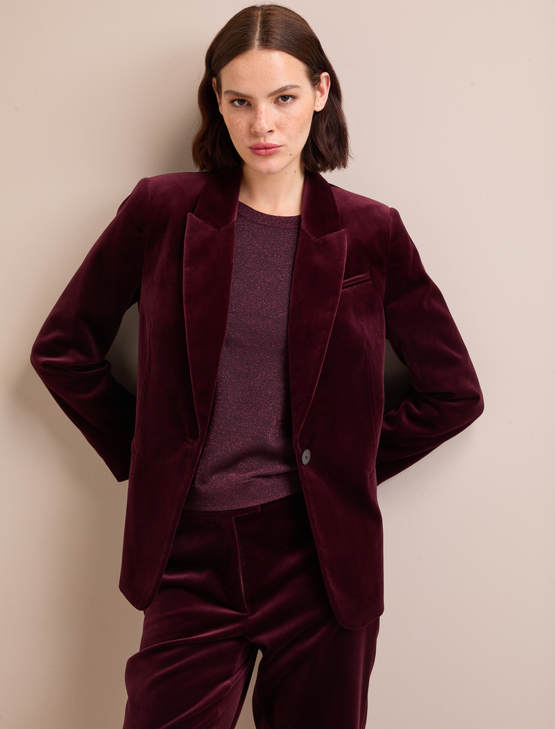 Jamie Velvet Blazer - Burgundy